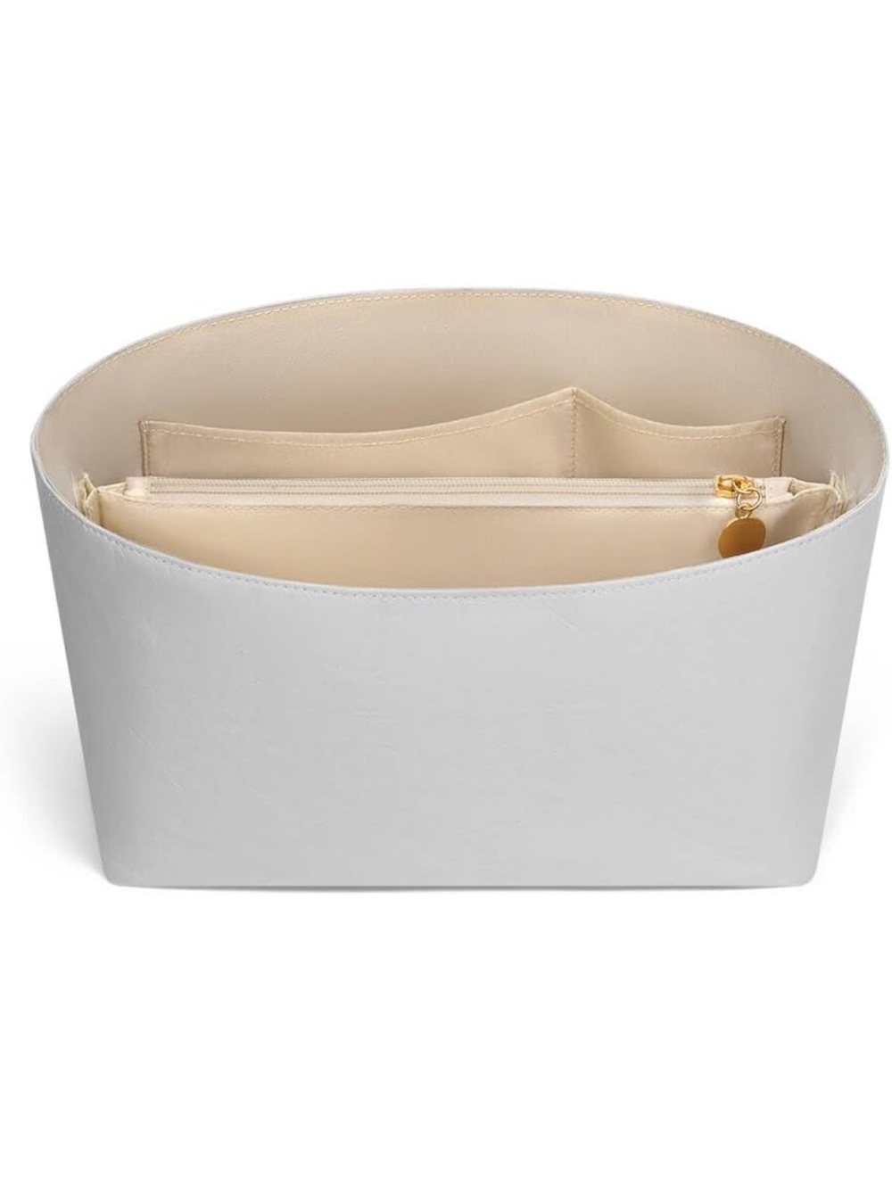 Structured Cream and White Tote Organizer Insert